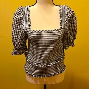 Cece black and white check top